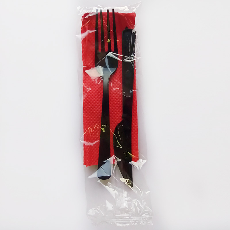Комплект Вилка, Нож, Салфетка бумажная 24х33 см (по 5 штук)